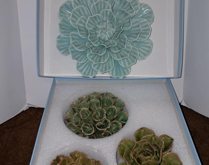 Fleur Limited edition Wall Art Set of  3   Ceramic Flowers, Created  by Chive