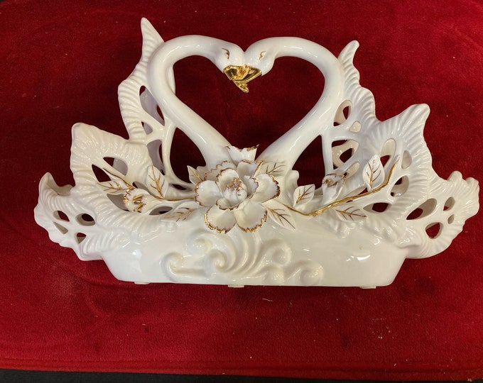 Love Swan Porcelain Centerpiece
