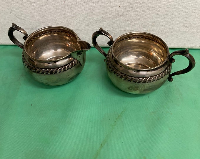 GORHAM Sterling Silver Creamer and Sugar Set: English Gadroon Hollowware