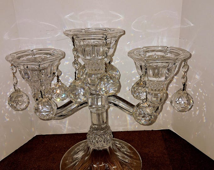 Crystal  3 Arm  Candelabra Candle Holder .