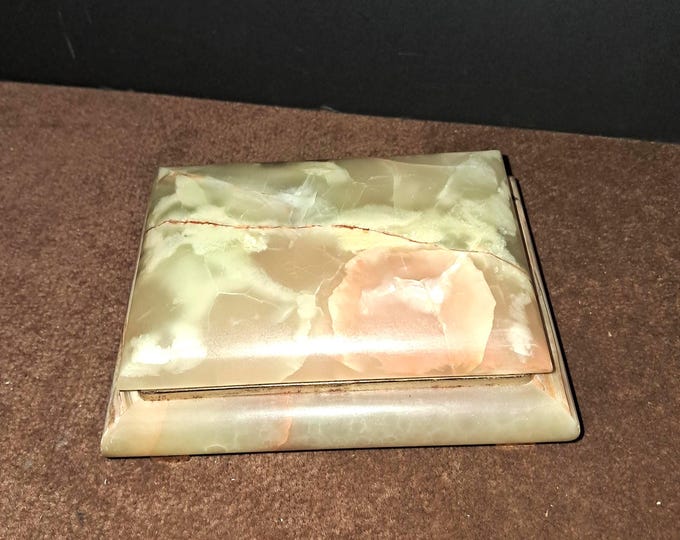 Vintage Onyx Trinket Box, Hinged Jewelry Box, Claw Feet