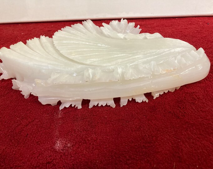 Natural China White Jade Hand-carved Fengshui Bai Cai cabbage Wealth Sculpture