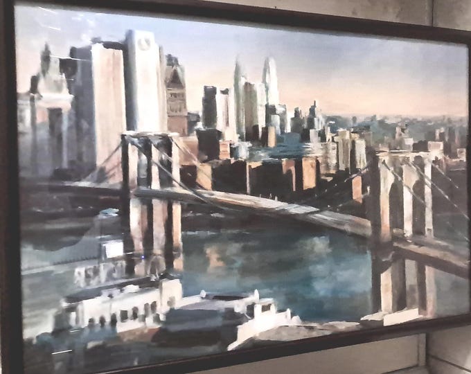 Marilyn Hageman's  Reproduction Print of  Brooklyn Bridge.Framed