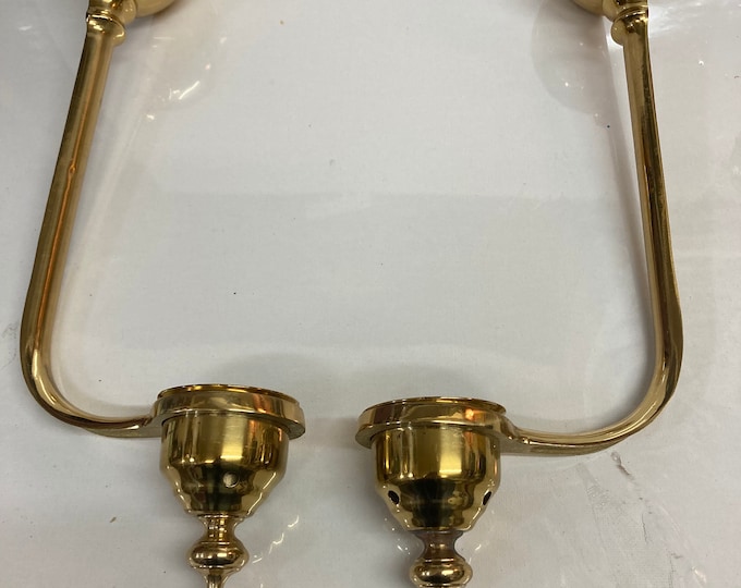 Pair Of Ornate Decorative Crafts Inc Wall Sconces With Lacquered Brass