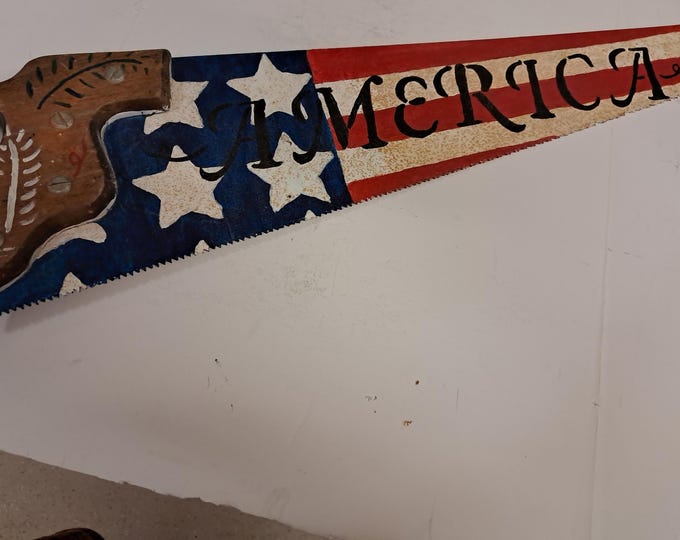 America, Folk Art  Patriotic Decor Saw