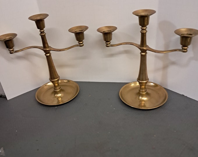 Set of 3 Teirs Solid Brass Candle Holders. Made In Italy