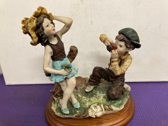 Two Auro BELCARI Capodimonte Figurines~children Playing on See-saw