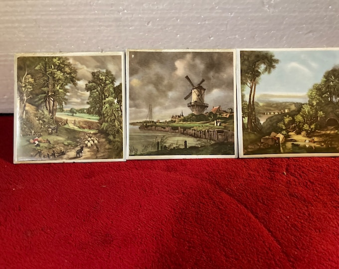3 Vintage  Mosa Holland  Ceramic  Tile/ Trivet Landscapes