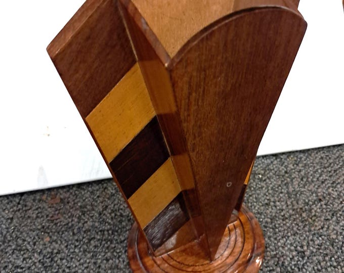 VTG 1960s Wood  Double Vase , Walnut