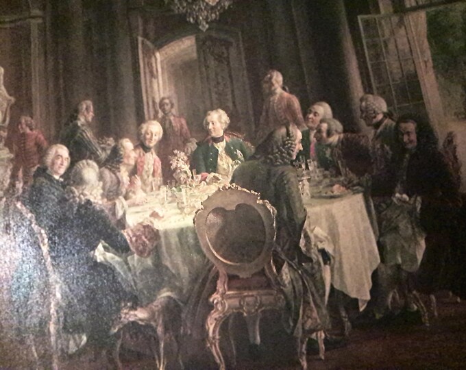 Frederic II & Voltaire Painting Reproduction on Wood