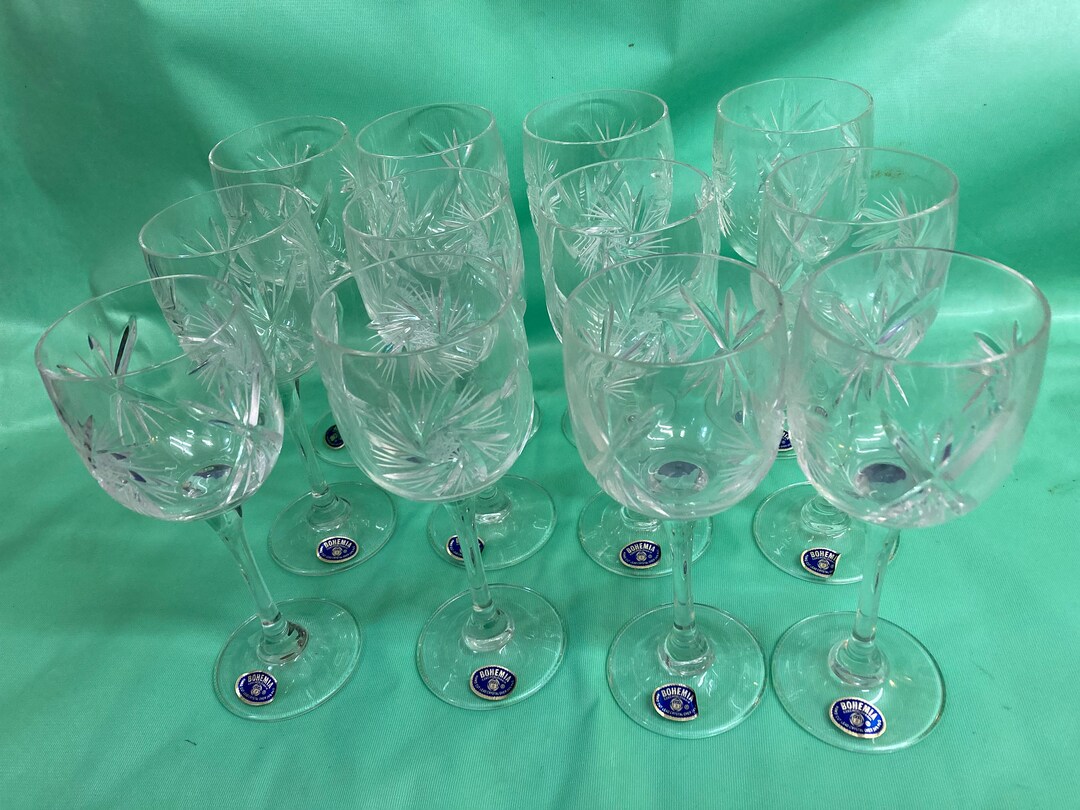 Twelve Vintage Bohemia 24 Lead Crystal Wine Glasses Etsy