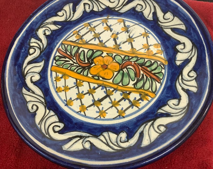 Vintage Mexican Talavera Pottery Decorative Plate Signed 10” Hand Painted