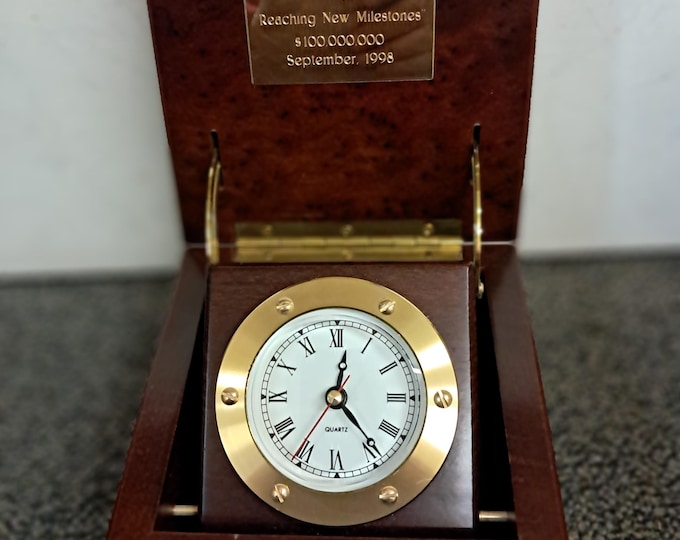 Exceptional Personalized Rosewood Piano Finish Clock With Brass Accents