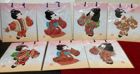 Vintage Japanese OSHIE Picture 3D Fabric Art ,geisha - Etsy
