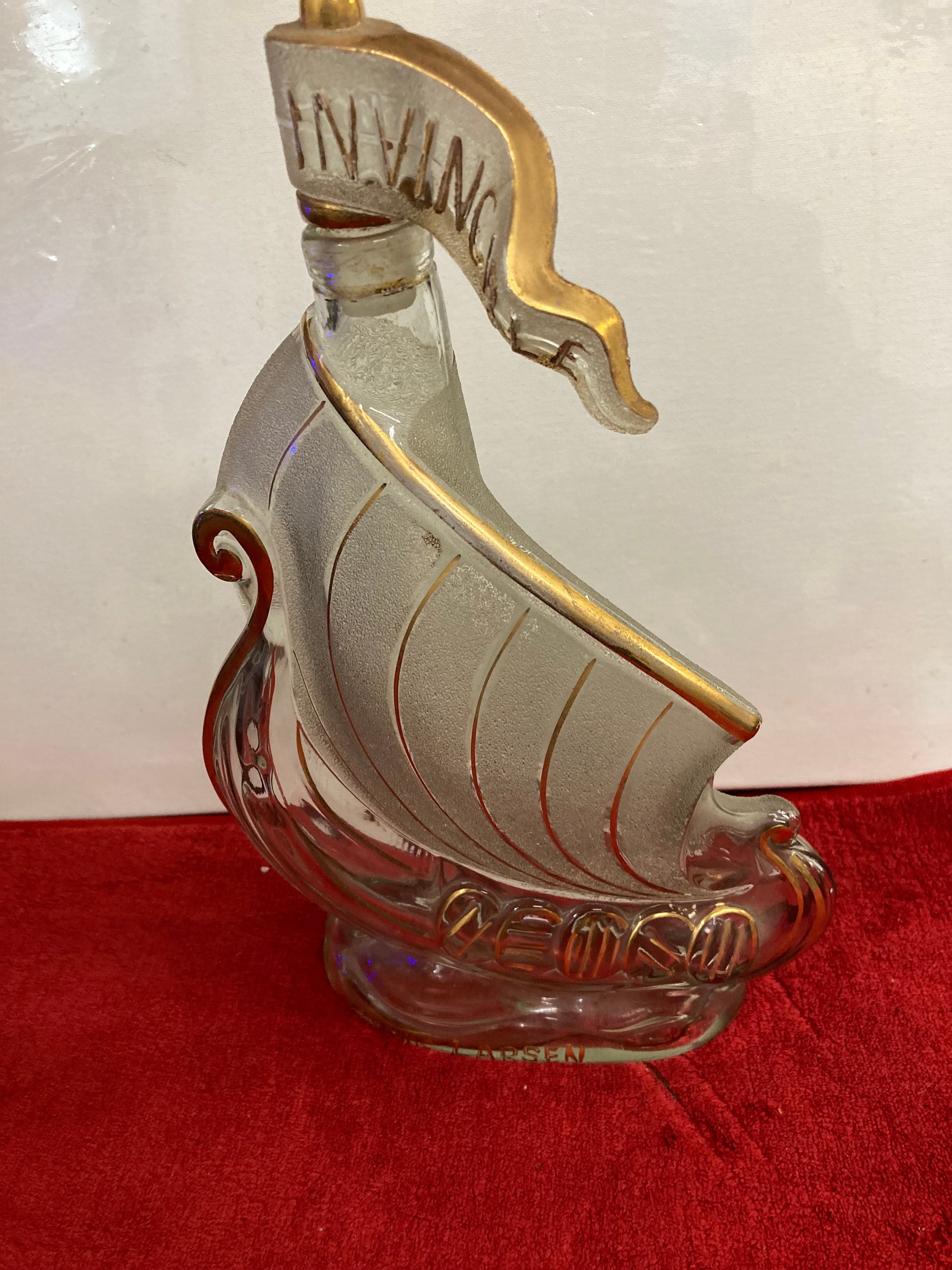 Cognac Larsen INVINCIBLE Glass Sailing Ship Shaped Bottle