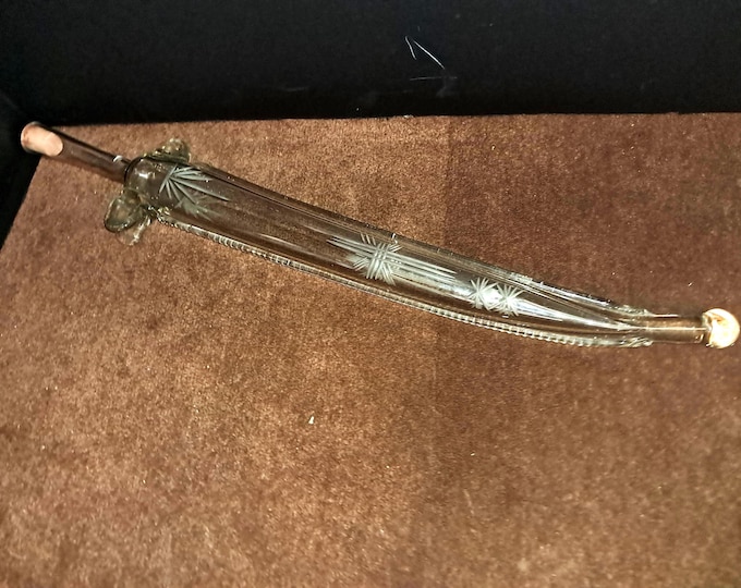 Antique Etched  Sword  Glass  Decanter  Axtamap  Armenia Nairi  Apapat / Ararat  Cognac