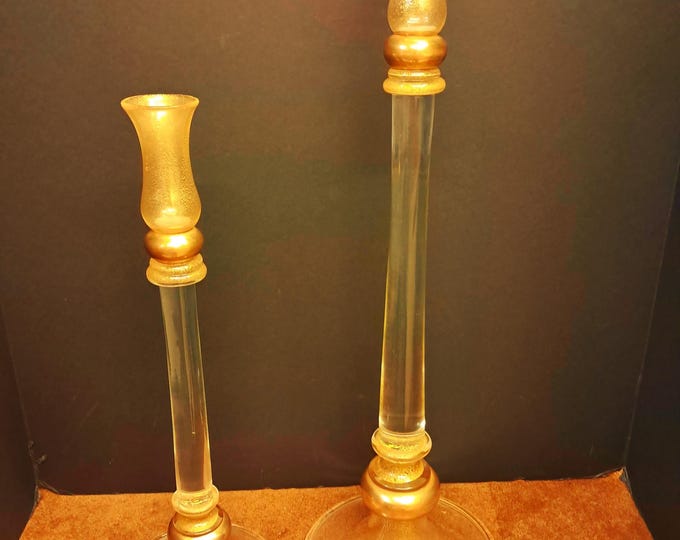 Mid-Century Modern Murano Glass Candle Holders: Seguso Vetri d'Arte, Italy