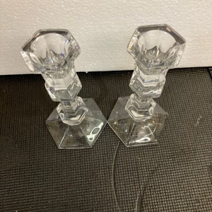 Set of Vintage VAL ST LAMBERT  Single Light Candlestick Gardenia