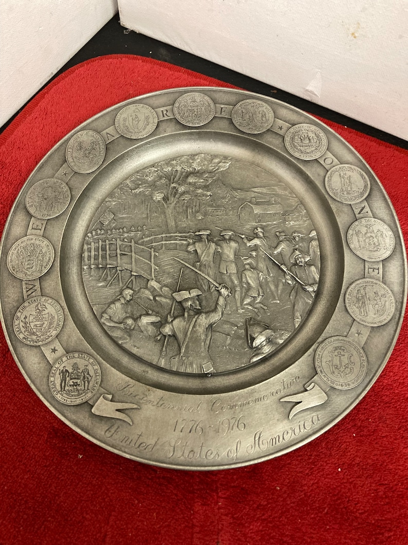 Bicentennial Commemorative Pewter Plates Etsy
