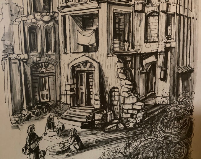 Yossi Stern 1955 Signed  Lithograph ,Jerusalem , vintage