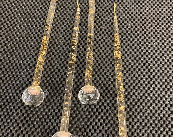 Vintage 4 Acrylic / Lucite Taper  No-Burn Candles with 4 Crystal Candle Holders