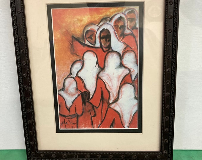 Framed  Watercolor Religious Painting