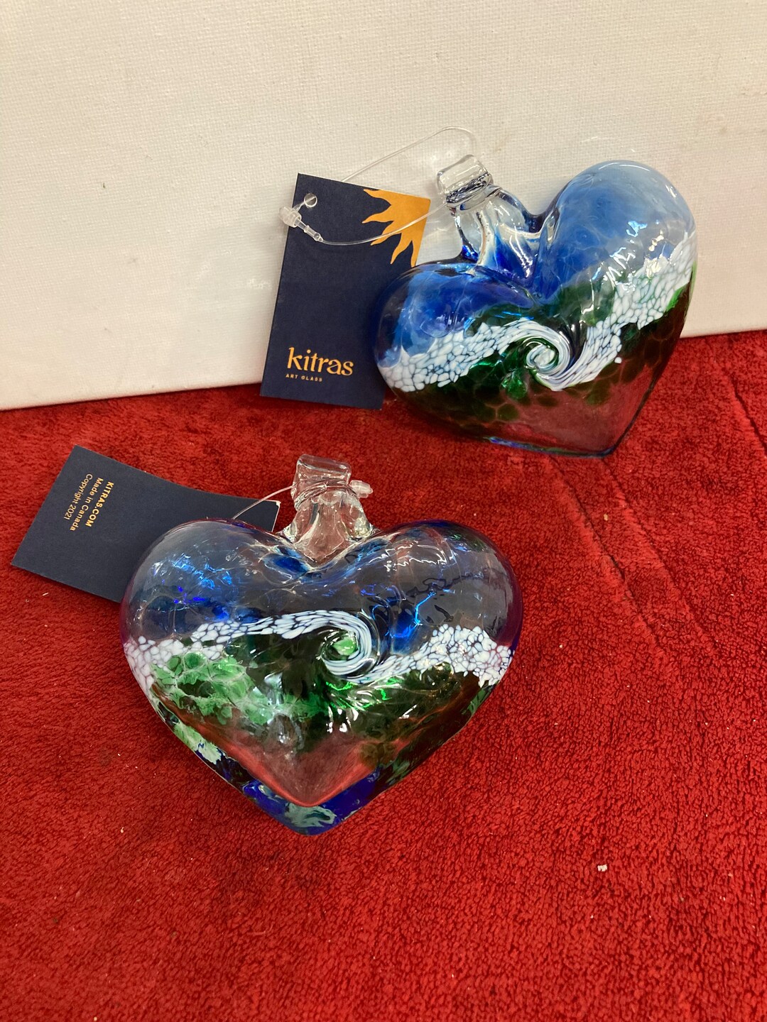 Set of Magnificent Handmade KITRAS Art Glass Hearts Etsy