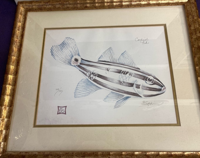 Lyndi  Lende Signed  and Numbered  Cardinal Fish Lithograph Artwork #108/1995