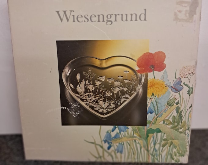 Vintage  Wiesengrund Clear Glass Heart Shape and Frosted Embossed Flowers Candy Dish