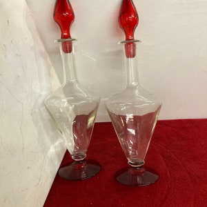 Ruby & Clear  Handmade Glass Liqueur  Decanter