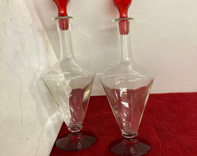 Ruby & Clear  Handmade Glass Liqueur  Decanter