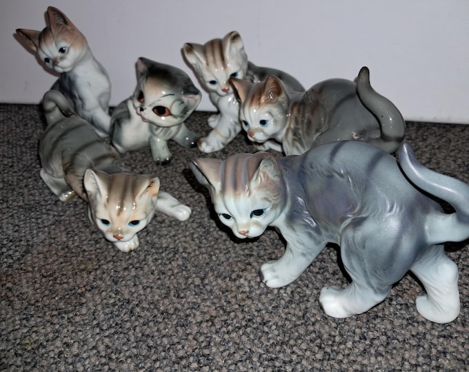 Six  Vintage / Collectible Porcelain Cats