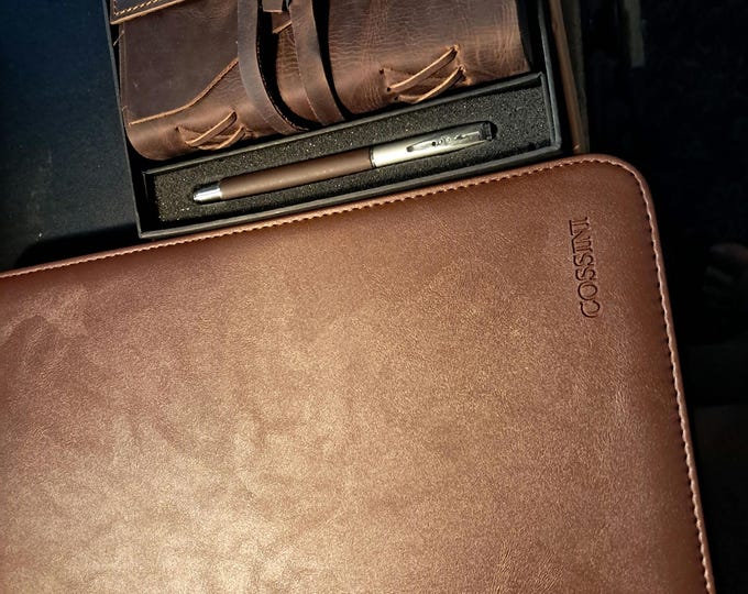 Leather Journal Gift Set & PU Leather Padfolio