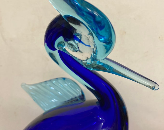 Alfredo Barbini Murano Handmade Blue Bird Sculpture.Rare,  Circa 1950's