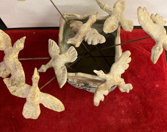 Seagulls Flying Over Water To Catch Fish,Pottery by Lopez I