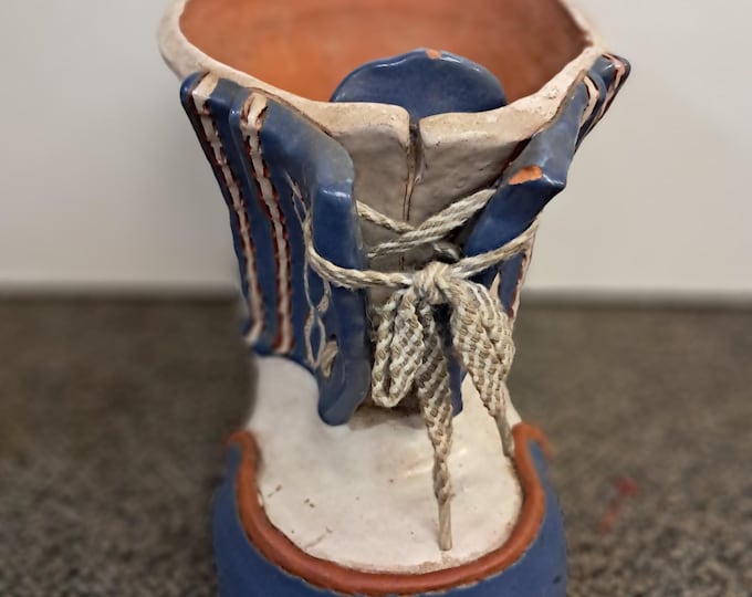 Vintage  Clat Pottery Boot Planter,by P.HALE, 1977