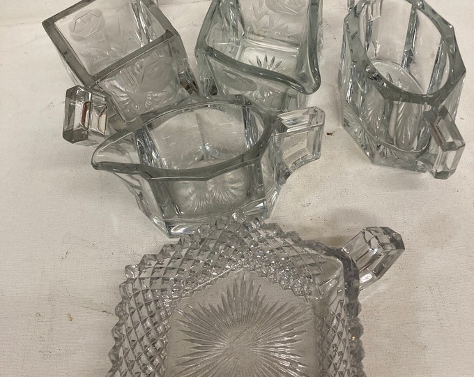 5 Pcs set Heisey Glass Quator Pattern