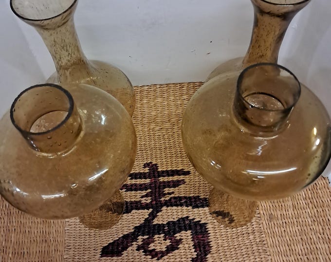 4 Blenko Glass Lampshade Chimneys in Amber color " Jonquil"