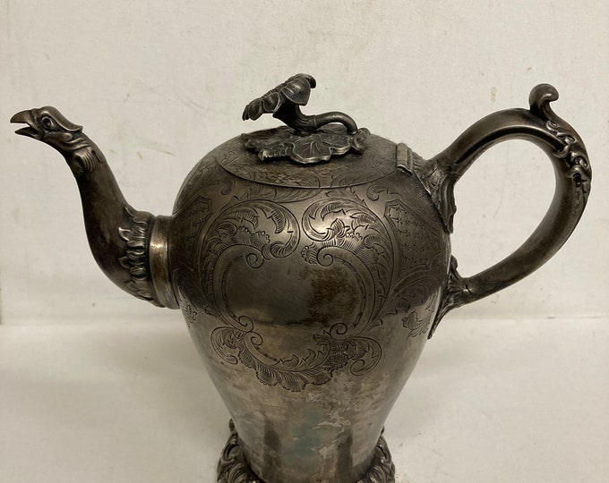 Antique   J.W. Joseph Wolstenholme Sheffield Pewter Teapot.