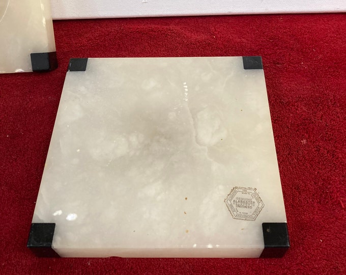 Vintage   Genuine Italian Alabaster Ashtrays. Volterra Societa Cocperativa Artieri Alabastero 1895