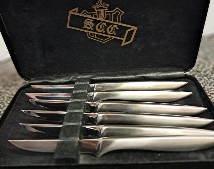 Set of 6 SCC Supreme Cutlery Co Small Knife Stainless Steel  Knives w Case