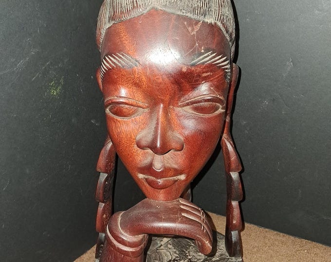 Hand Made  Vintage Ironwood African Queen Sculpture