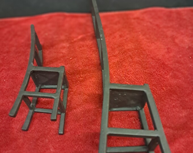 2 Vintage Eclectic Black Iron Ladder Back Chairs Home Decor, , Bookends