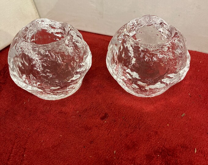 Pair of KOSTA BODA  Crystal Candleholders