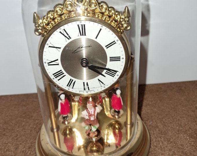 Schmid Mechanical  Dome Clock with Dancers - Working! Made In  W. Germany