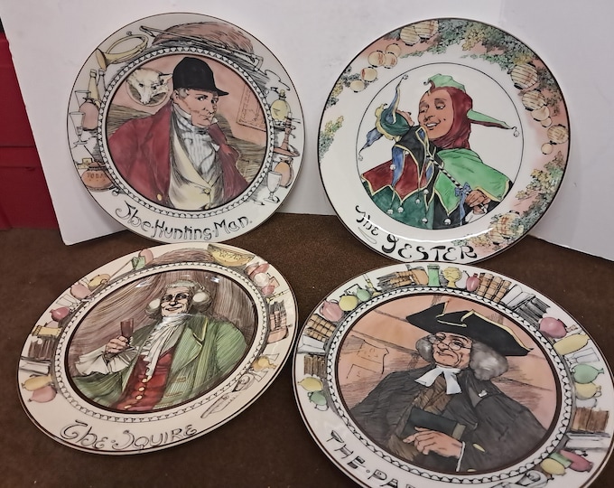 Royal Doulton Plates Set of 4: The Squire, Parson, Jester, Hunting Man