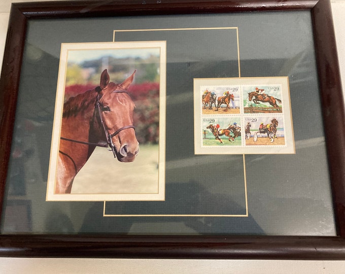 Racing Horse with Vintage 90's  Collectible  Stamps