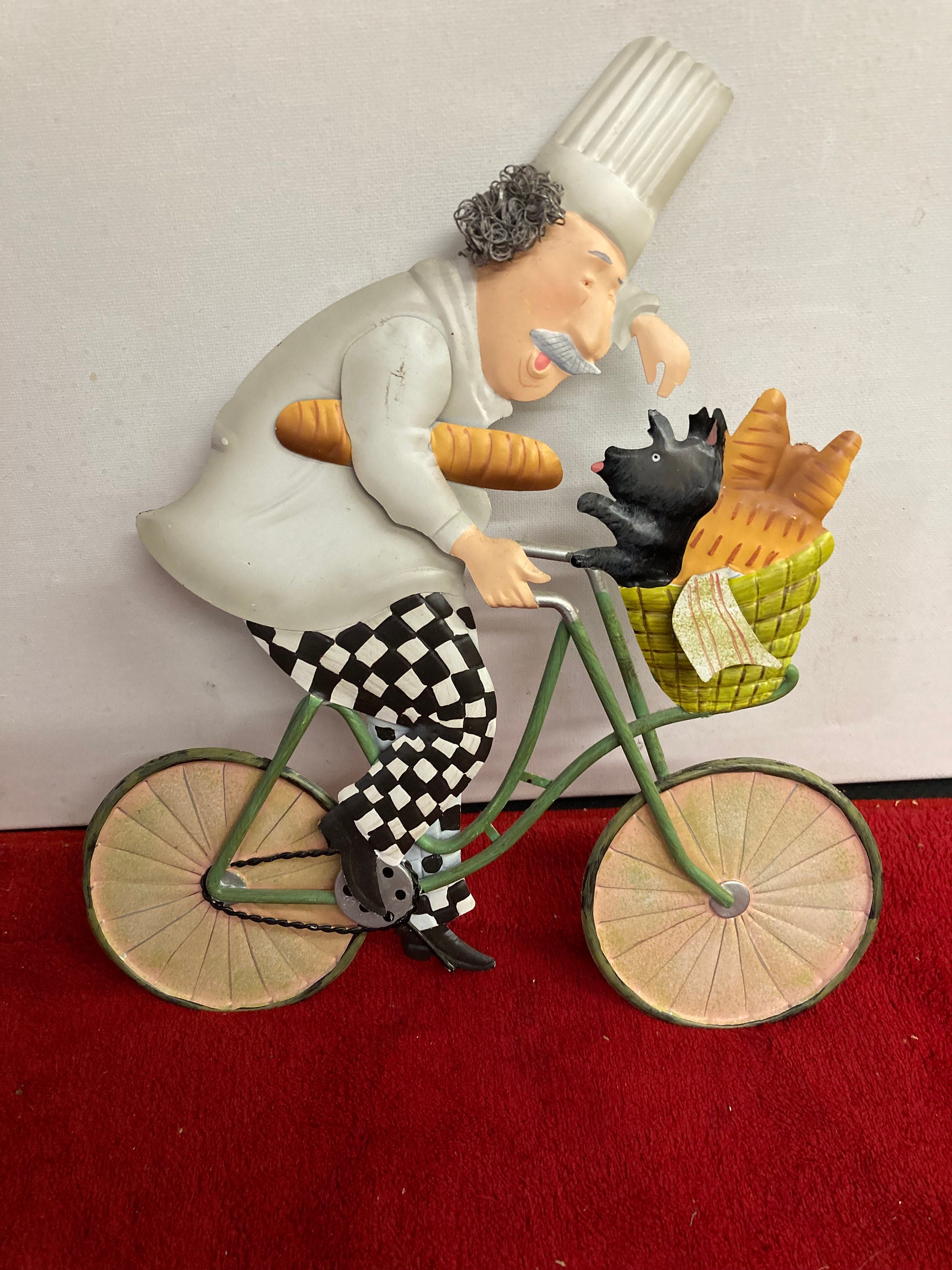 Four French Chefs on Bicycle ,metal Wall Sculpture by Shari