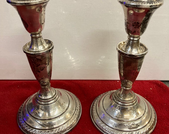 Pair of Vintage  Princess Sterling  Silver  Candlesticks