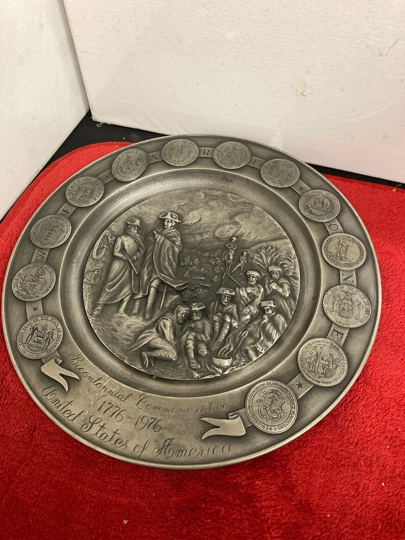 Bicentennial Commemorative Pewter Plates Etsy